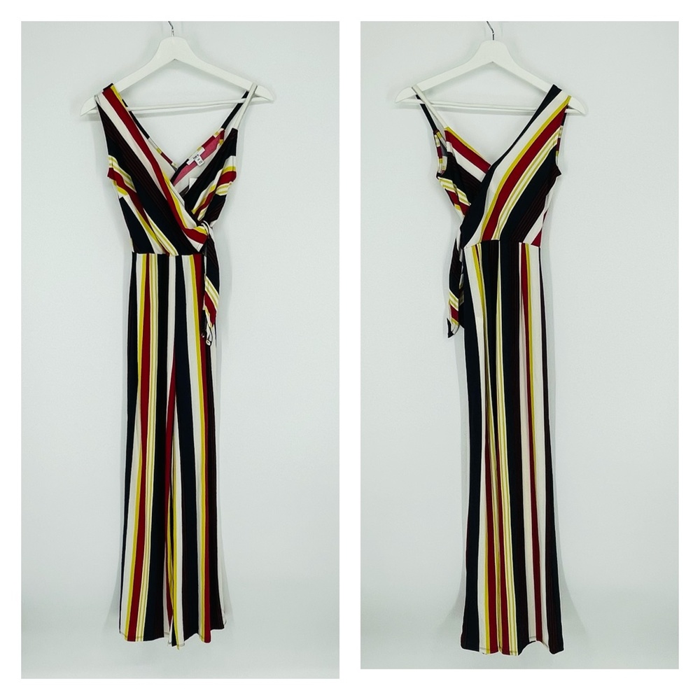 Bar III Striped Asymmetrical Side-Tie Jumpsuit C89